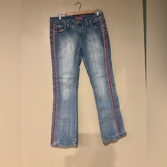 Vintage Pepe Jeans London Mid Rise Embroidered Jeans Size 31 Y2K - Picture 1 of 16